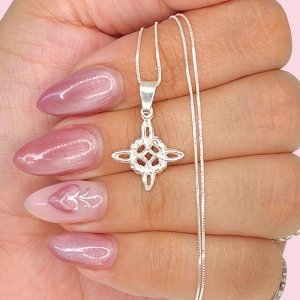 Cadena Veneziana Fina y Dije Nudo de Bruja 20mm de Plata 925